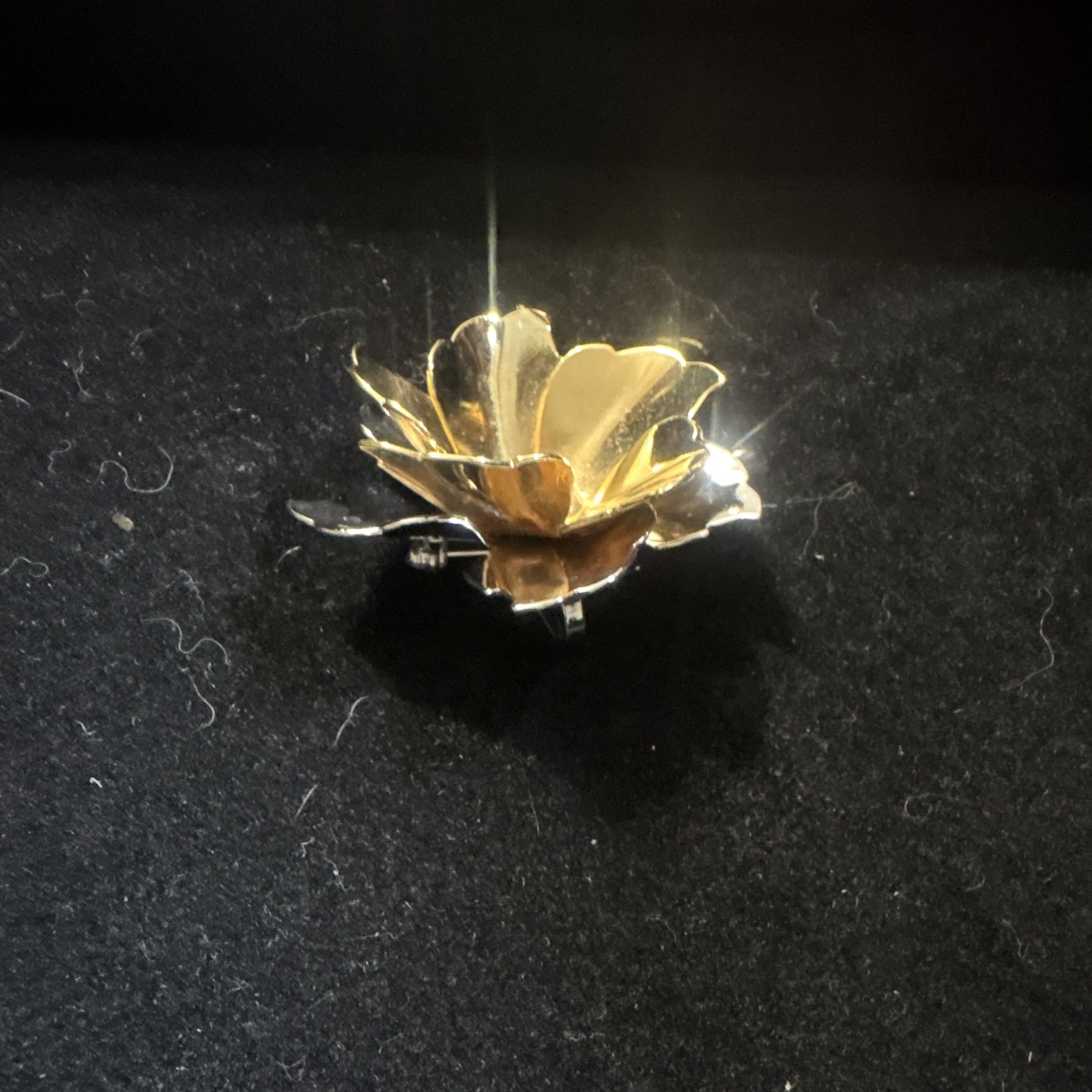 Gold & Silver Tone Layered Flower Brooch Pin, Metal, Flowers & Plants, No Stone