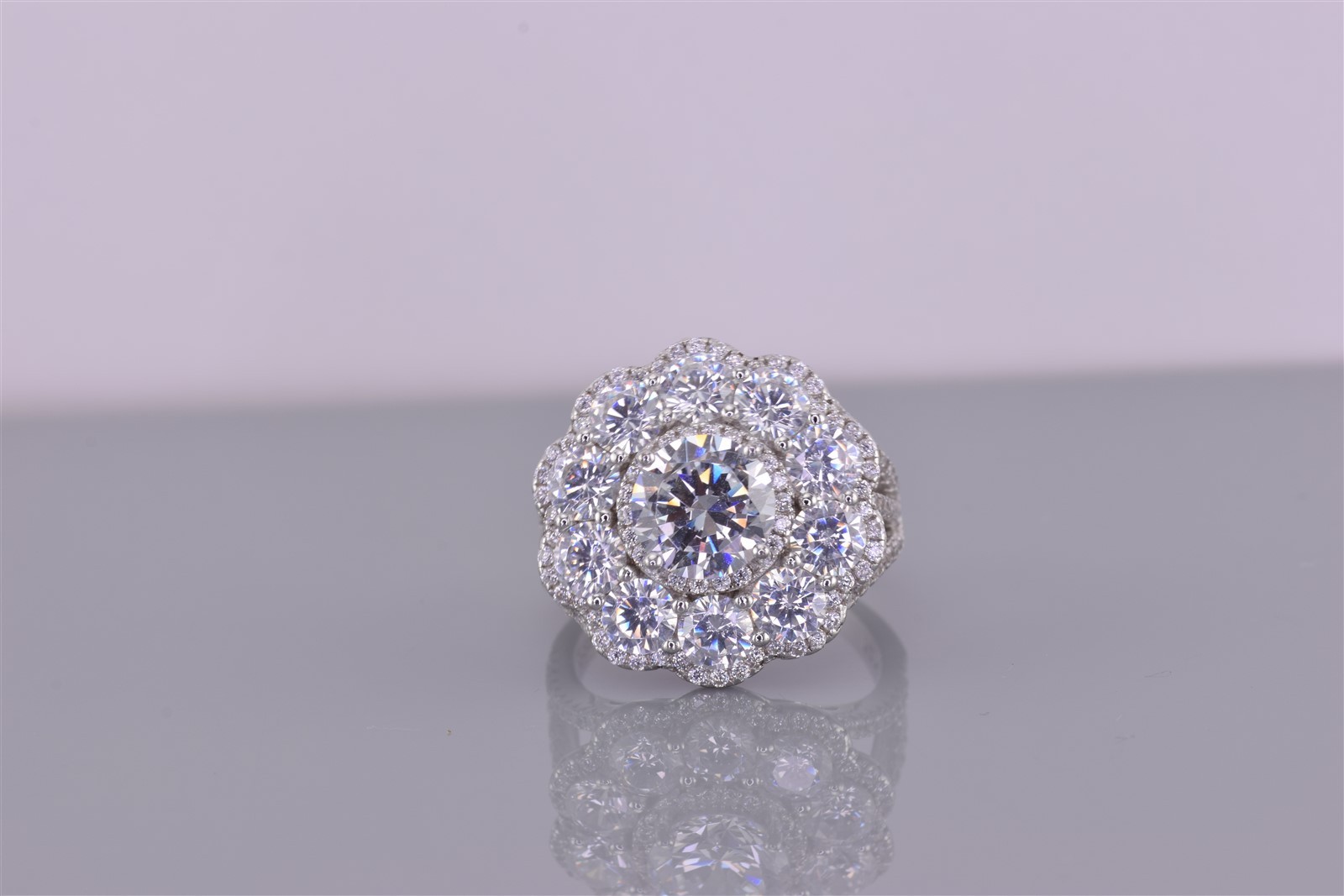 Fuzion Creation FZN Sterling Silver Cubic Zirconia Cluster Band Ring 925 Sz: 6