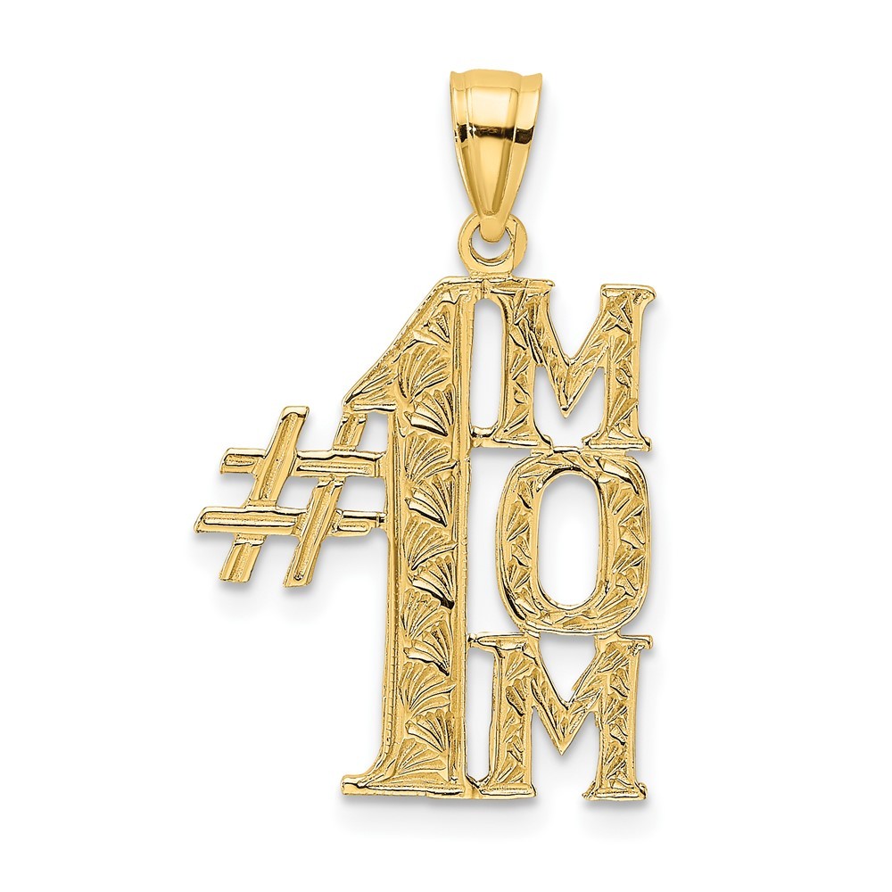 10K Yellow Gold #1 MOM Vertical Charm Pendant 0.82g