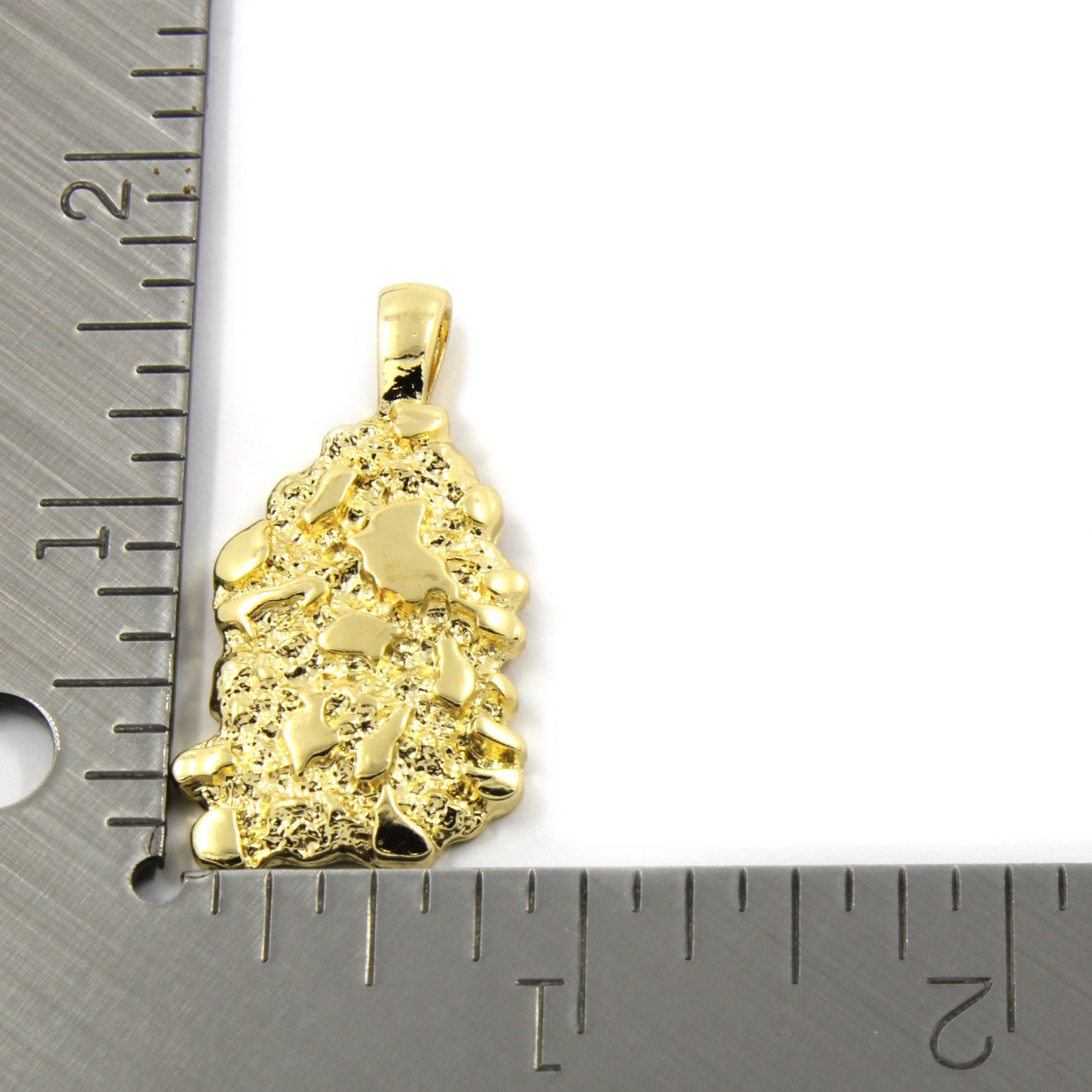 14K Gold Plated Nugget Pendant Hip-Hop 4mm/24″ Herringbone Chain
