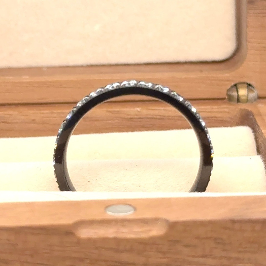 Black Titanium 3mm Ring Special Date Ring CZ Inlay Ring Stacking Comfort Band
