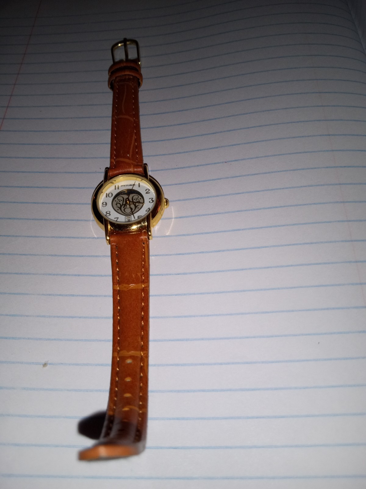 Milan Women MLN783 watch Date Moon Phase Brown Leather Quartz