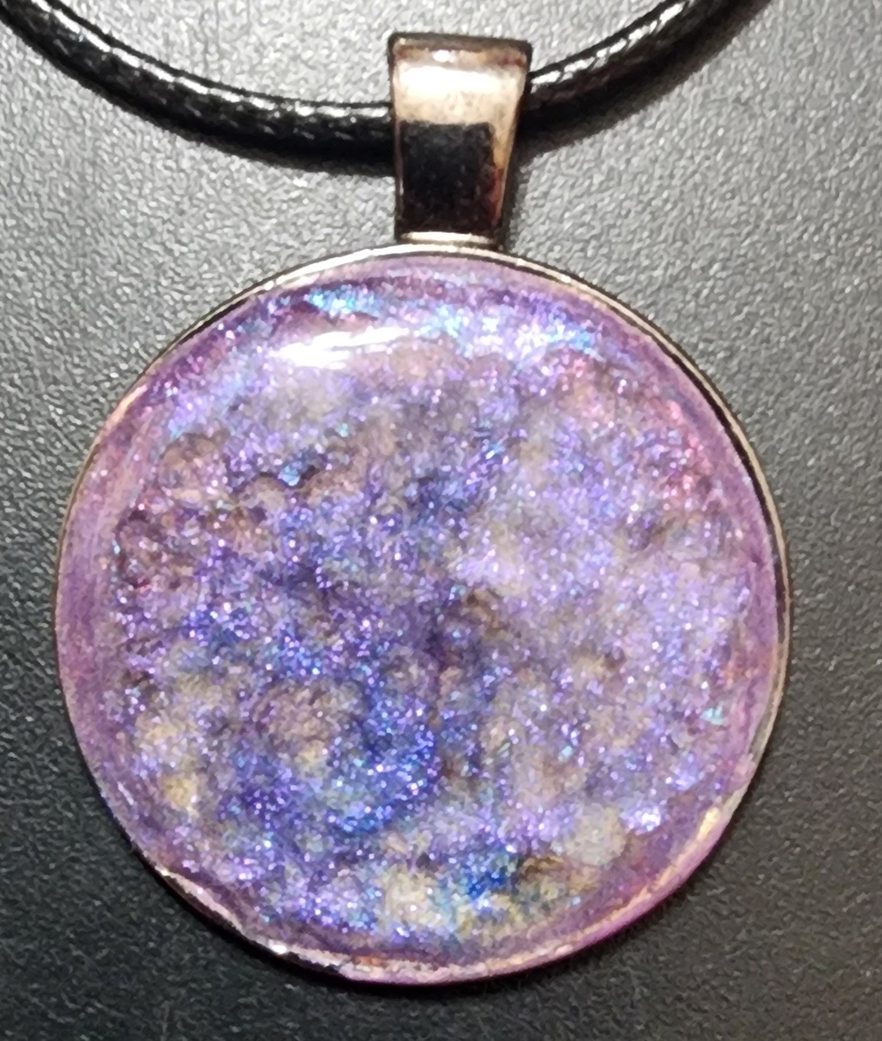 Handcrafted Acrylic Paint & Resin Pendant Faux Leather Adjustable Lobster Clasp
