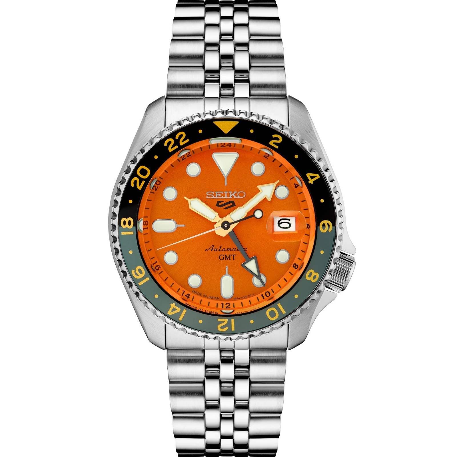 Seiko 5 Sports 42.5mm Orange Dial Stainless Steel Men’s Watch SSK005 – NEW