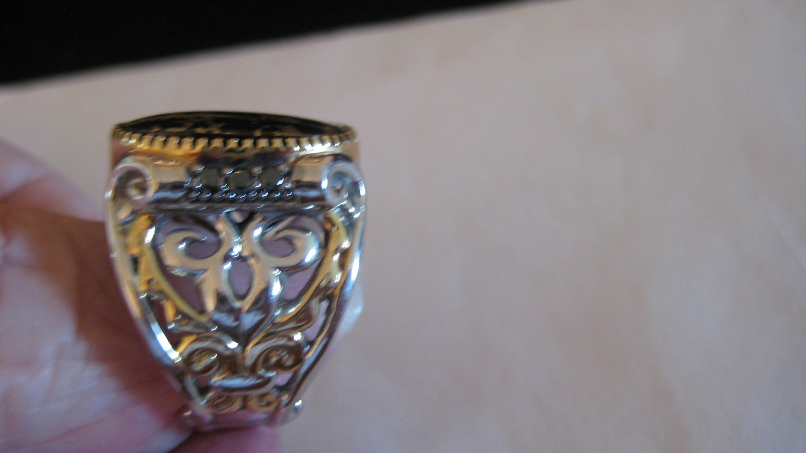 BEAUTIFUL GEMS EN VOGUE/MICHAEL VALITUTTI STERLING SILVER STONE RING, SZ 7