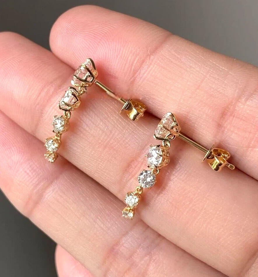 11.70 Ct Treated Certified Gorgeous Off White Diamond Dangler Earring.925 Silver