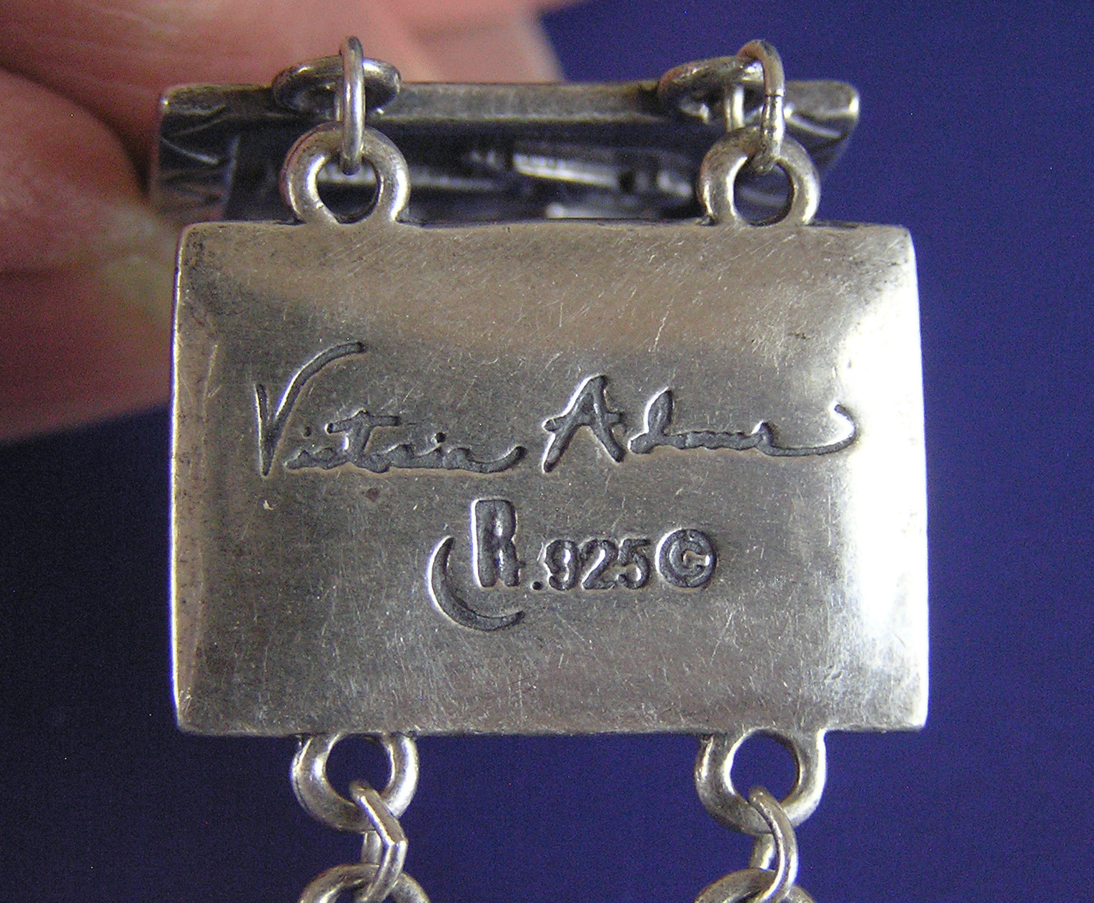 RARE Carolyn Pollack Victoria Adams Sterling Silver Storyteller Panel Bracelet