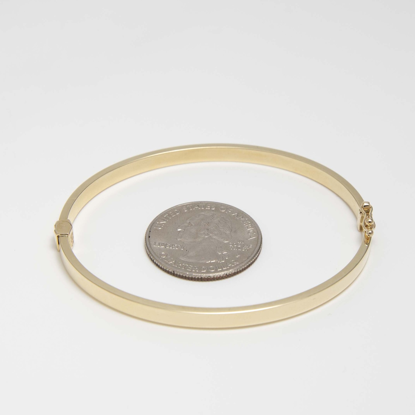 Bangle Bracelet 3mm Shiny Square Tube Real 14K Yellow Gold
