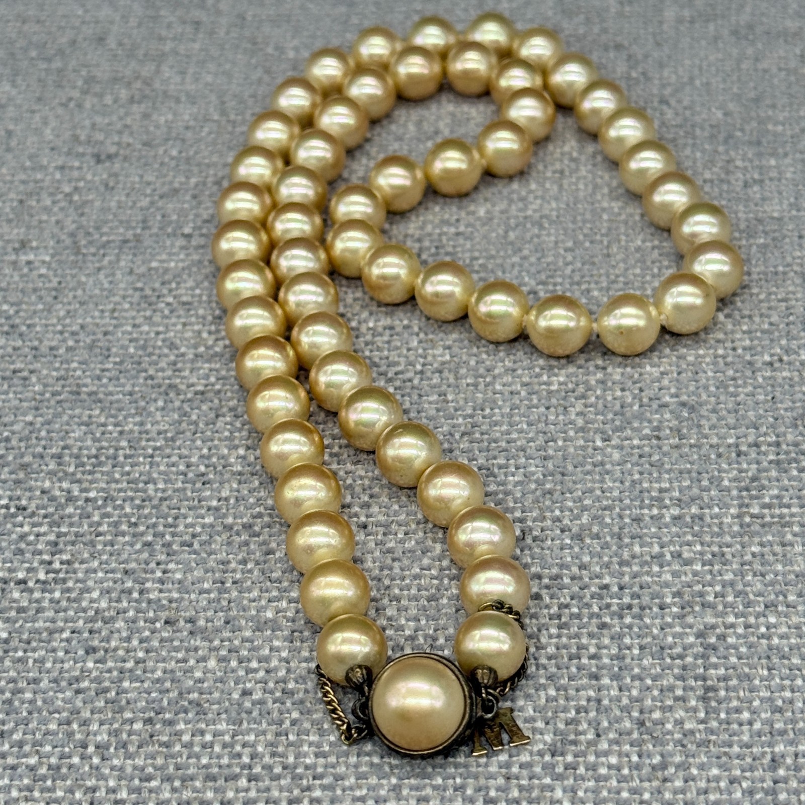 Vintage Majorica Pearl Necklace Sterling Silver Clasp 18 Inches Signed
