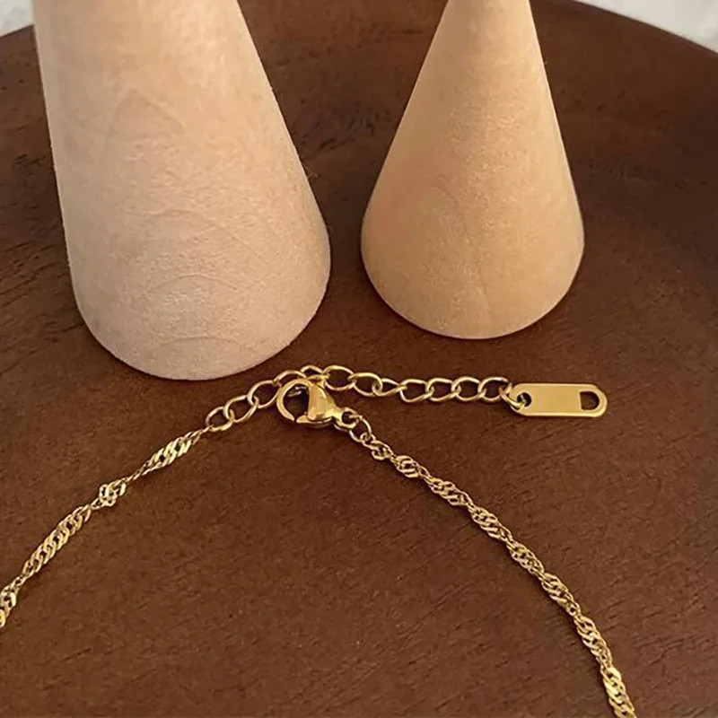 Gold Plated Bracelet Water Wave Stainless Steel Chain Polished Finish Jewelry