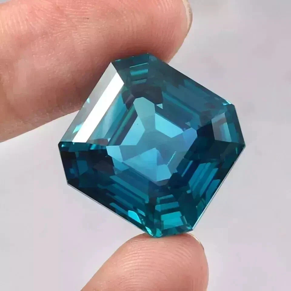 Certified 10 Ct+ Natural Blue Green Sapphire Flawless Asscher Cut Loose Gemstone
