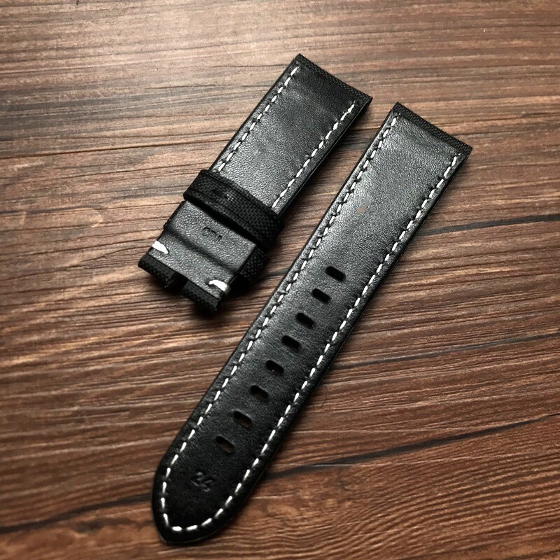 Quality Carbon Fibre Bottom Canvas Watch Band Straps Mens for Panerai 22 24 26mm