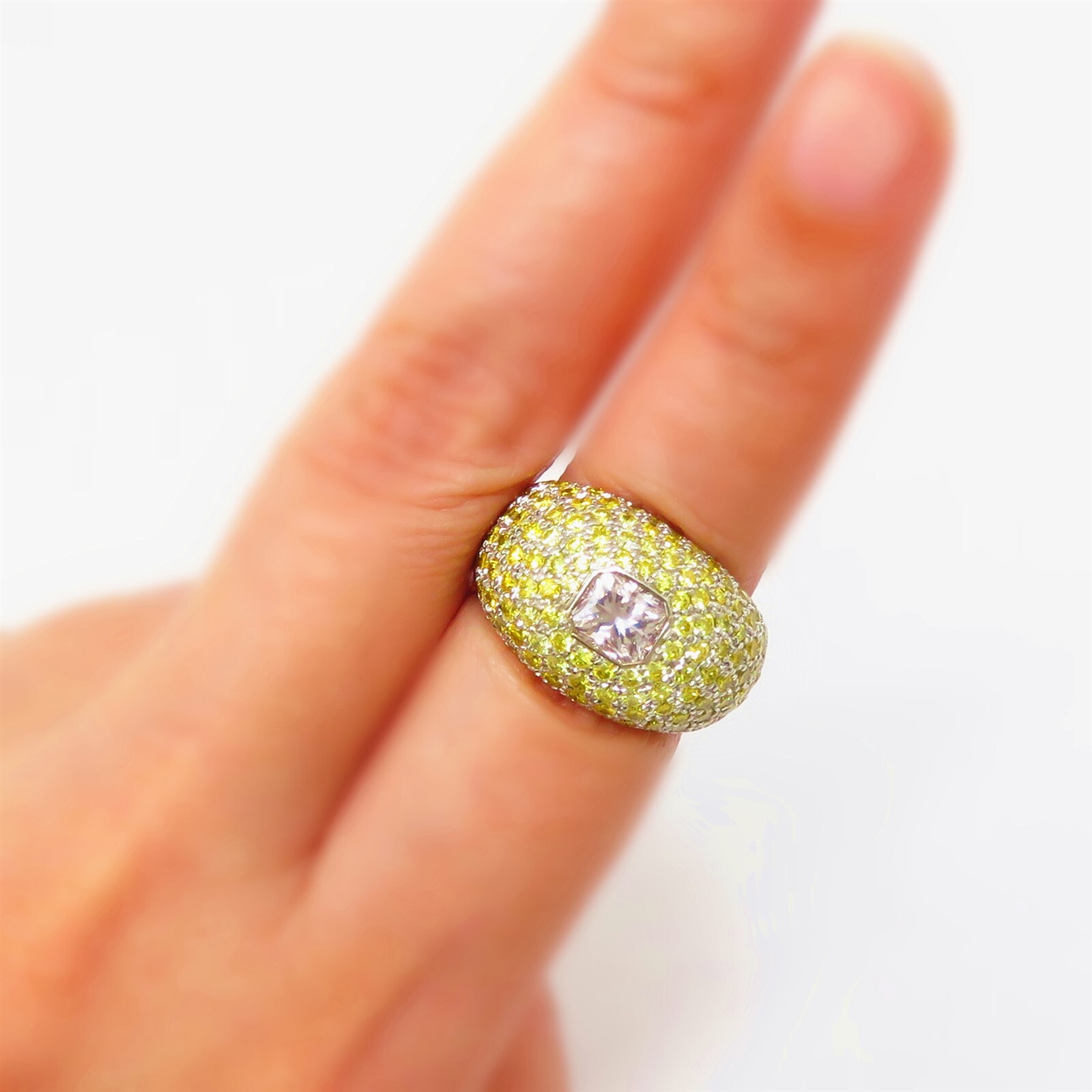NYJEWEL Hans D. Krieger 18k White Gold Pink Fancy Yellow Diamond Dome Ring