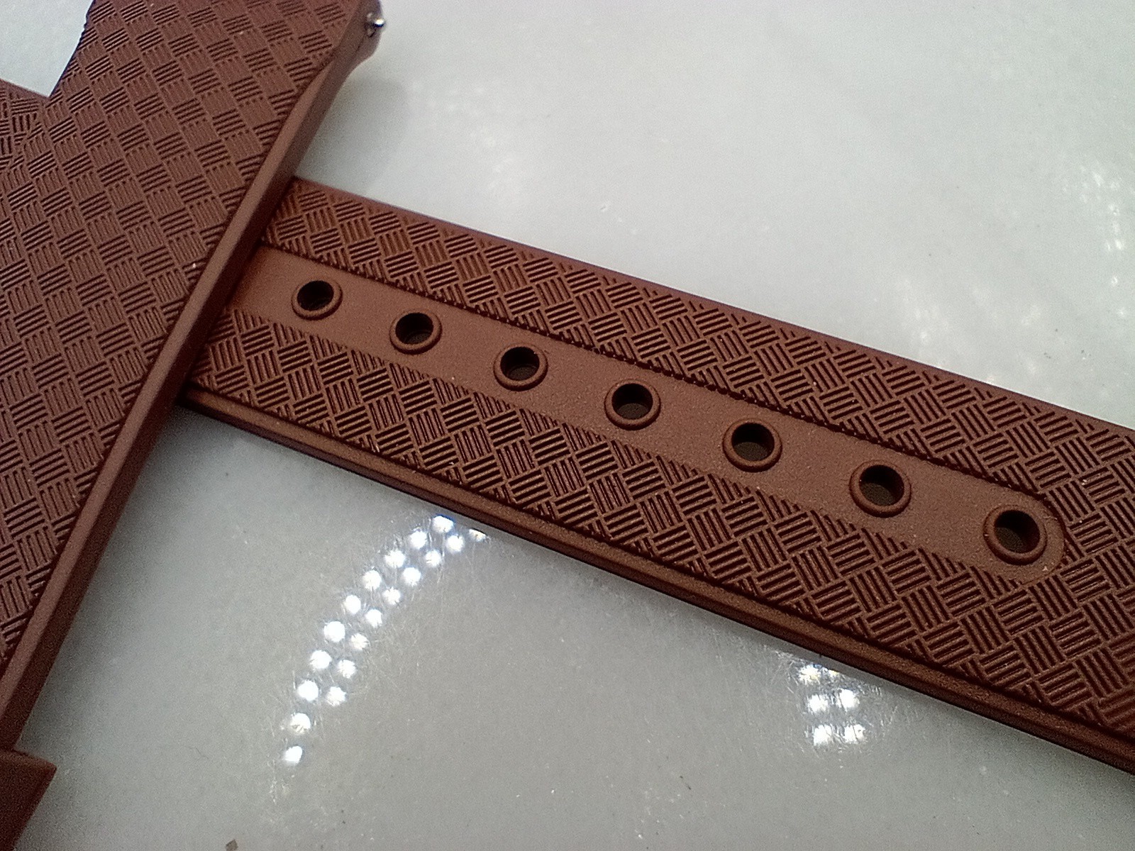 New 20mm Watchgecko Zuludiver HNBR Rubber Watch Strap Brown Quick Release 6B428
