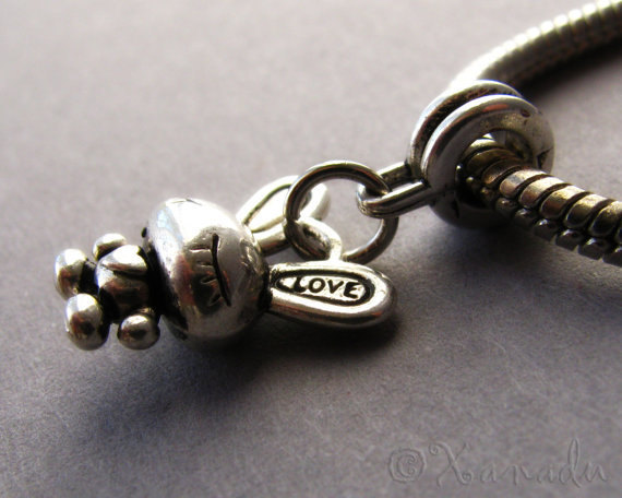 1PC Love Bunny Rabbit Hanging Charm For All European Style Charm Bracelets