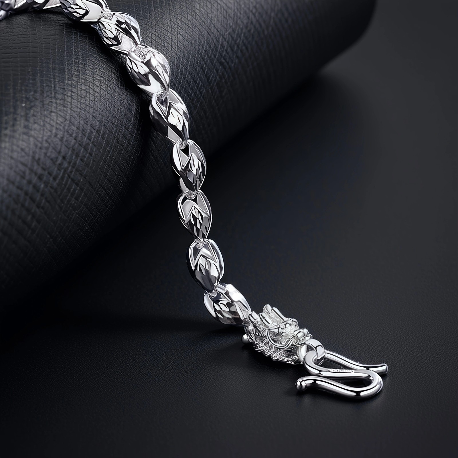 Double Dragon Head Link Bracelet – Silver Plated Chinese Dragon Toggle Vintage L