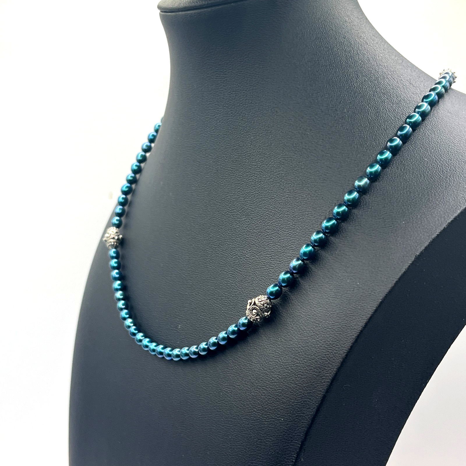 Barbara Bixby Necklace 16 to 20″ Blue Pearl Station Hook Dainty Sterling 925