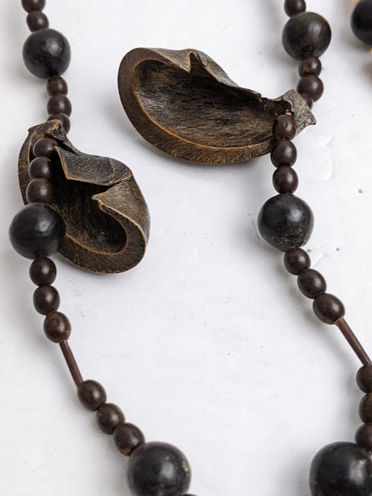 3 Vtg South American Tribal Necklaces Penis Bone Jaw Bone, Seeds, Bamboo, Nuts