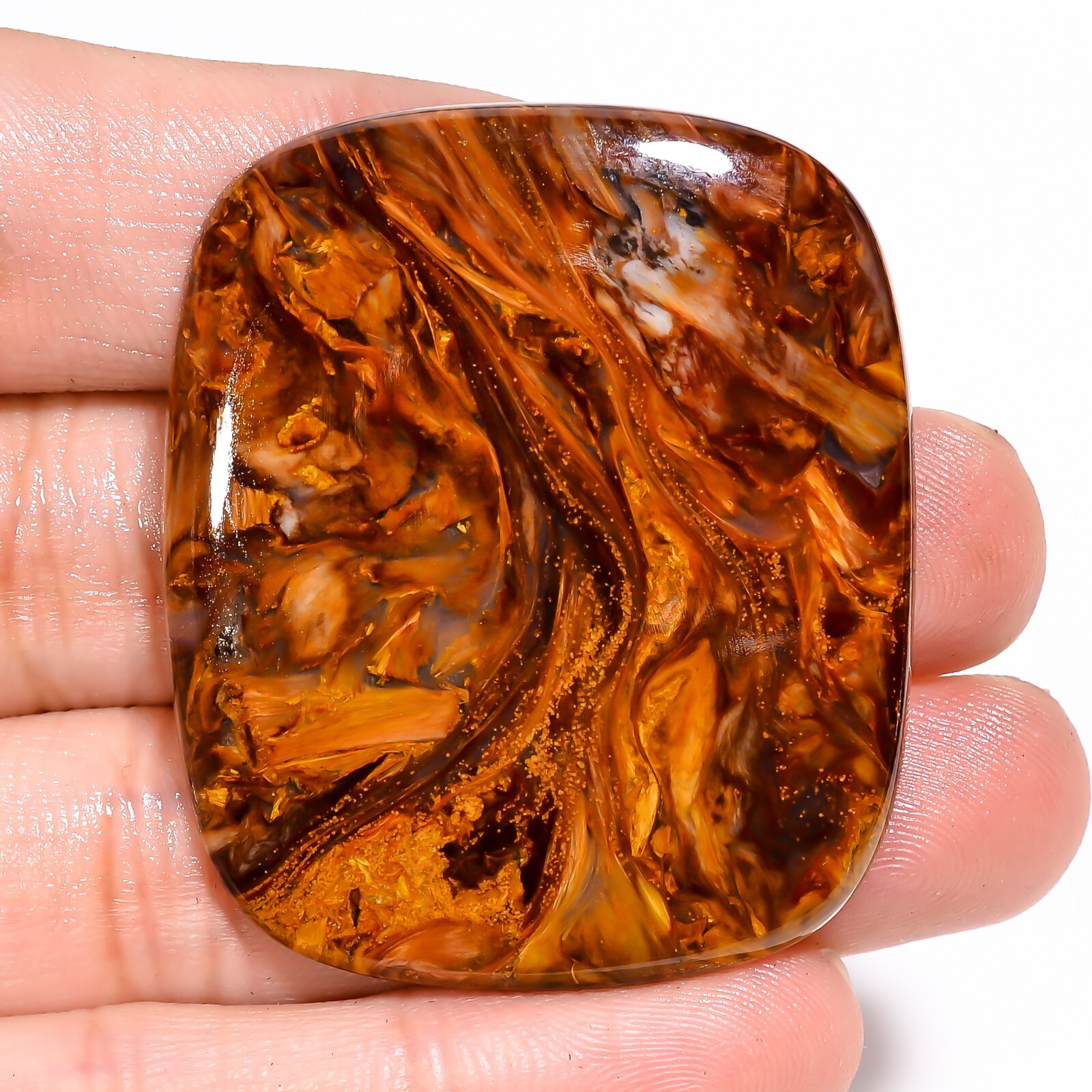 79.20 CT A+ Natural Golden PIETERSITE Cabochon Cushion Shape Gemstone 37X44X5mm