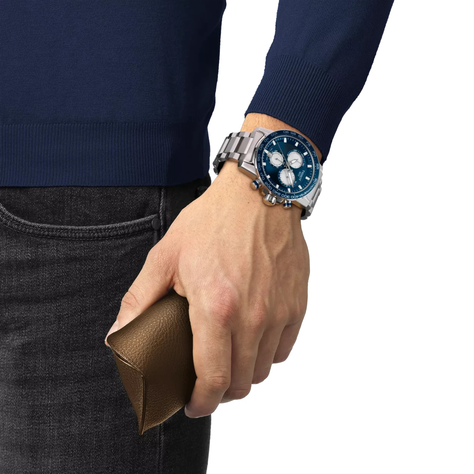 Tissot SuperSport Chrono 45.5mm Blue Dial Silver Subdials T125.617.11.041.00 NIB