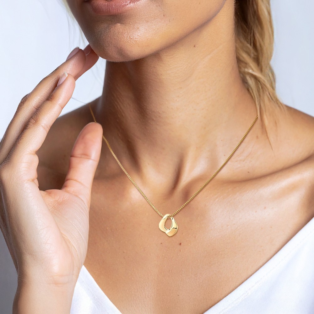 14K Solid Yellow Gold Small Slide Pendant Necklace 18mm 3/4 inch Polished,