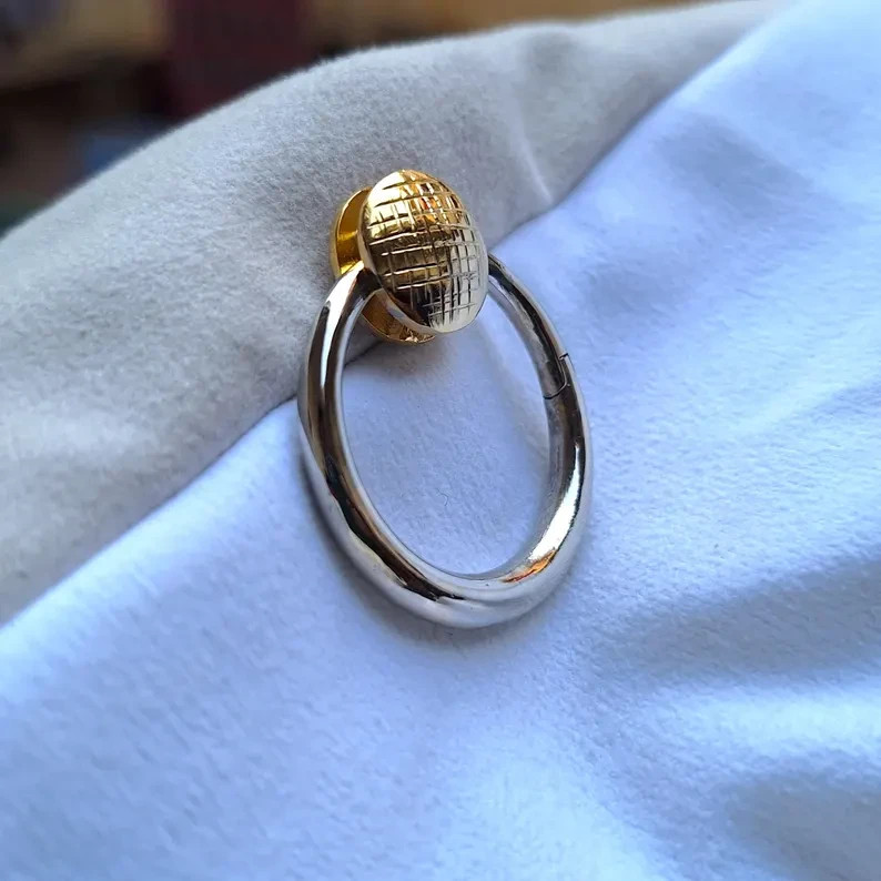 Hand textured Two Tone Gold plated Brass Metal Fashion Jewelry for gift
