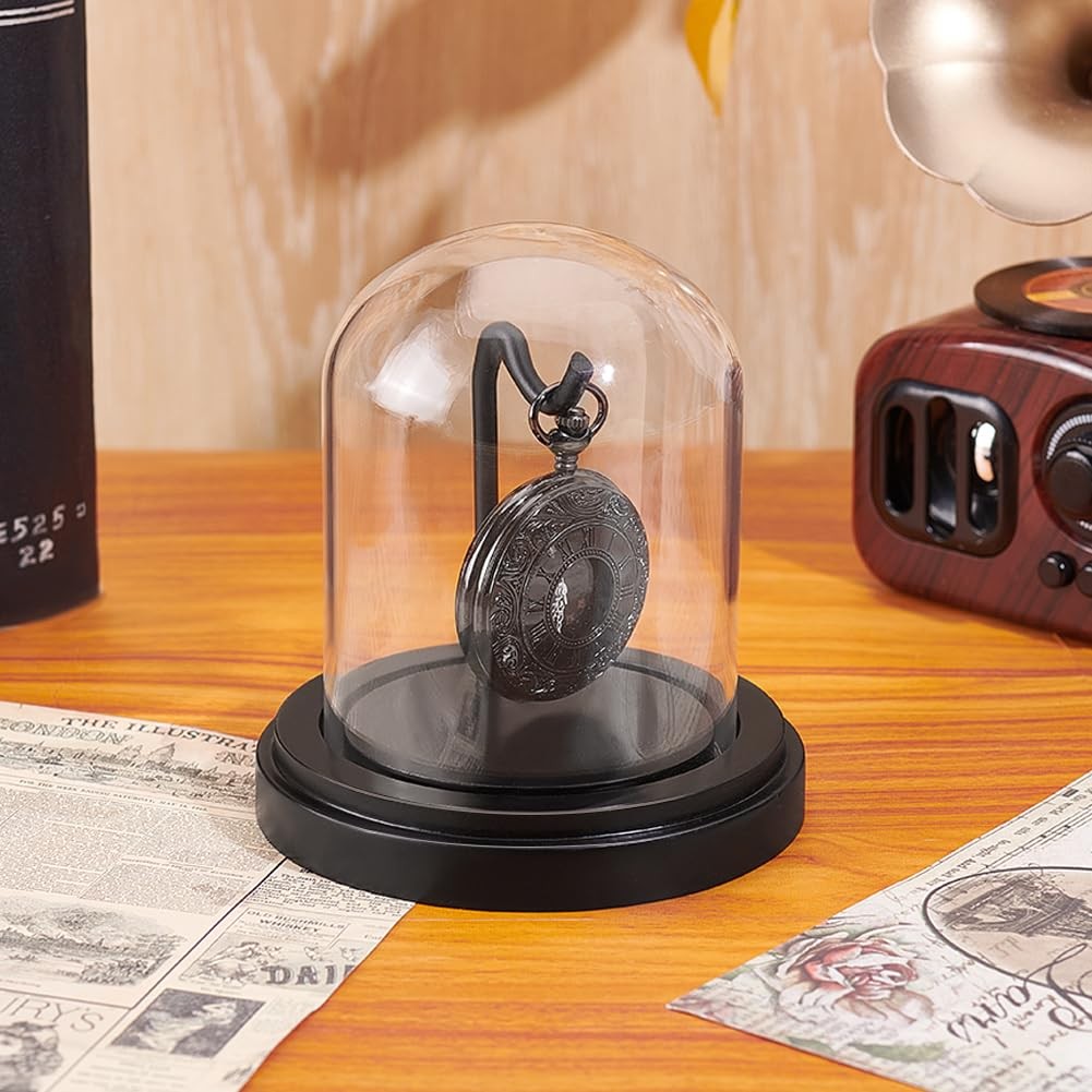 PH PandaHall 3×4 inch Pocket Watch Display Case Glass Black/Transparent