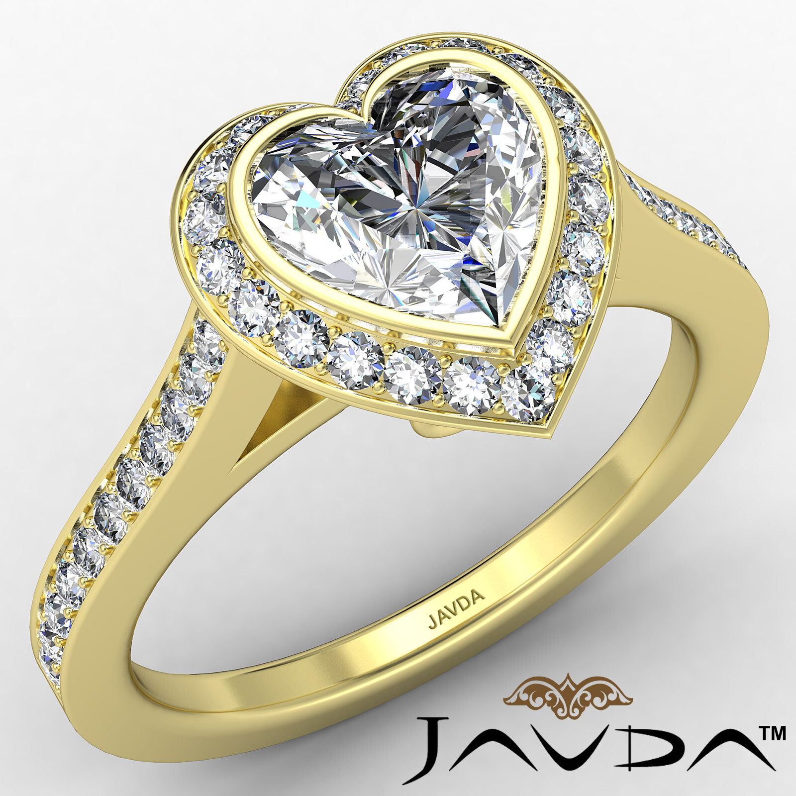 Halo Bezel Set Heart Diamond Engagement Ring GIA I Color & VS2 clarity 1.47 ctw