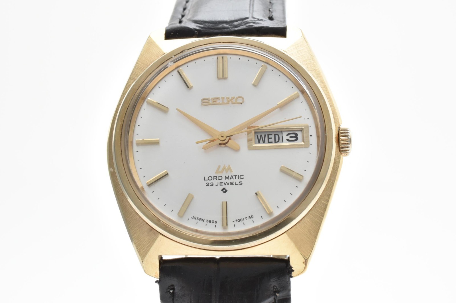 [N MINT ] Vintage SEIKO Lord Matic 5606-7000 Gold 1969 Automatic New Strap