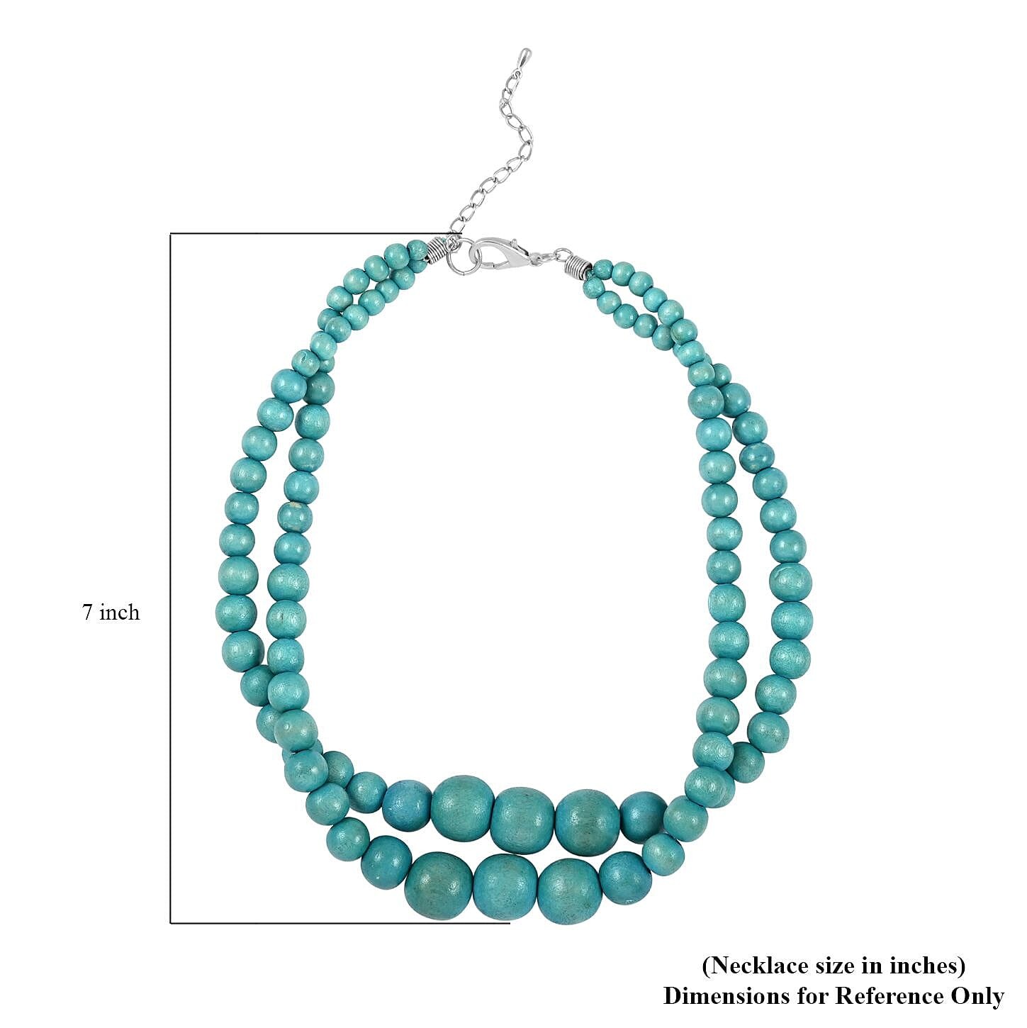 Stainless Steel Wood Beaded Double Row Necklace Jewelry Gift for Women Size 18