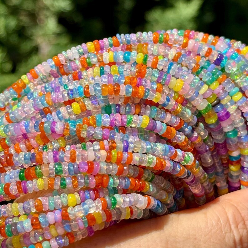 Disco Opal Beads, 3mm to 4mm, Ethiopian Opal Beads, Multi Color Opal Beads,