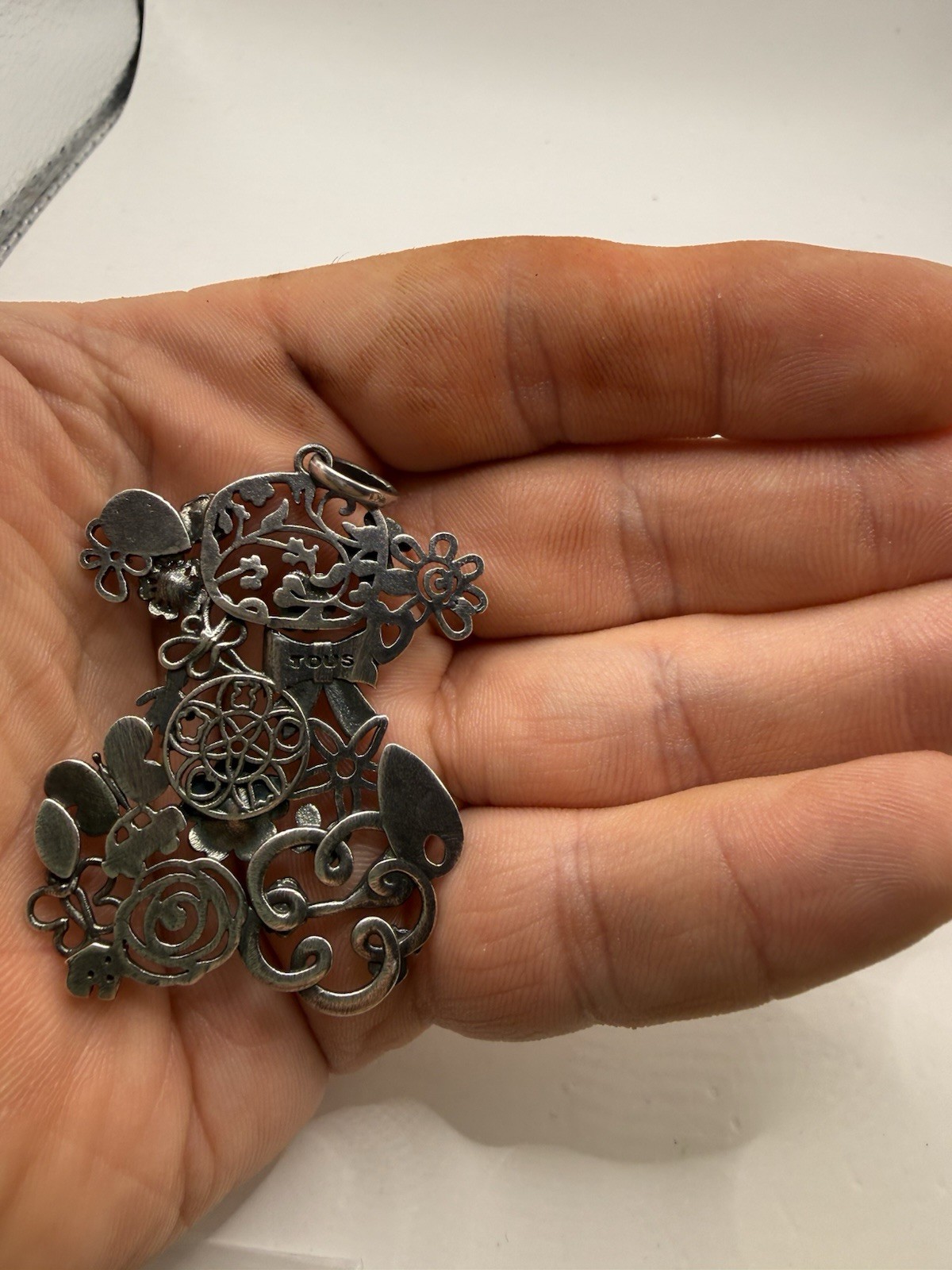 Large Tous 925 Sterling Silver Rare Motif Pendant. New
