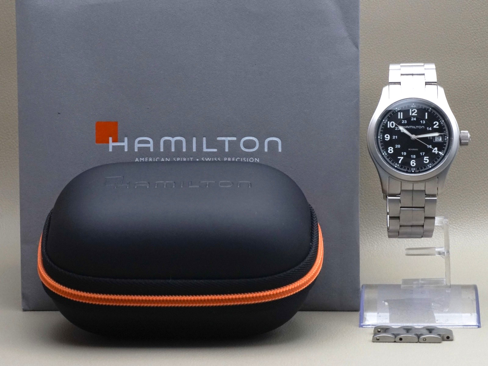 Hamilton Khaki Field H682011 Quart Men’s Watch 38mm Black Dial Date From JAPAN