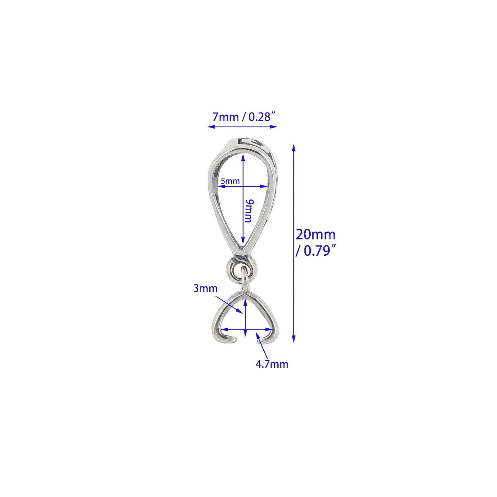 Sterling Silver Filigree Pendant Bail Connector with Pinch Clasp #51324