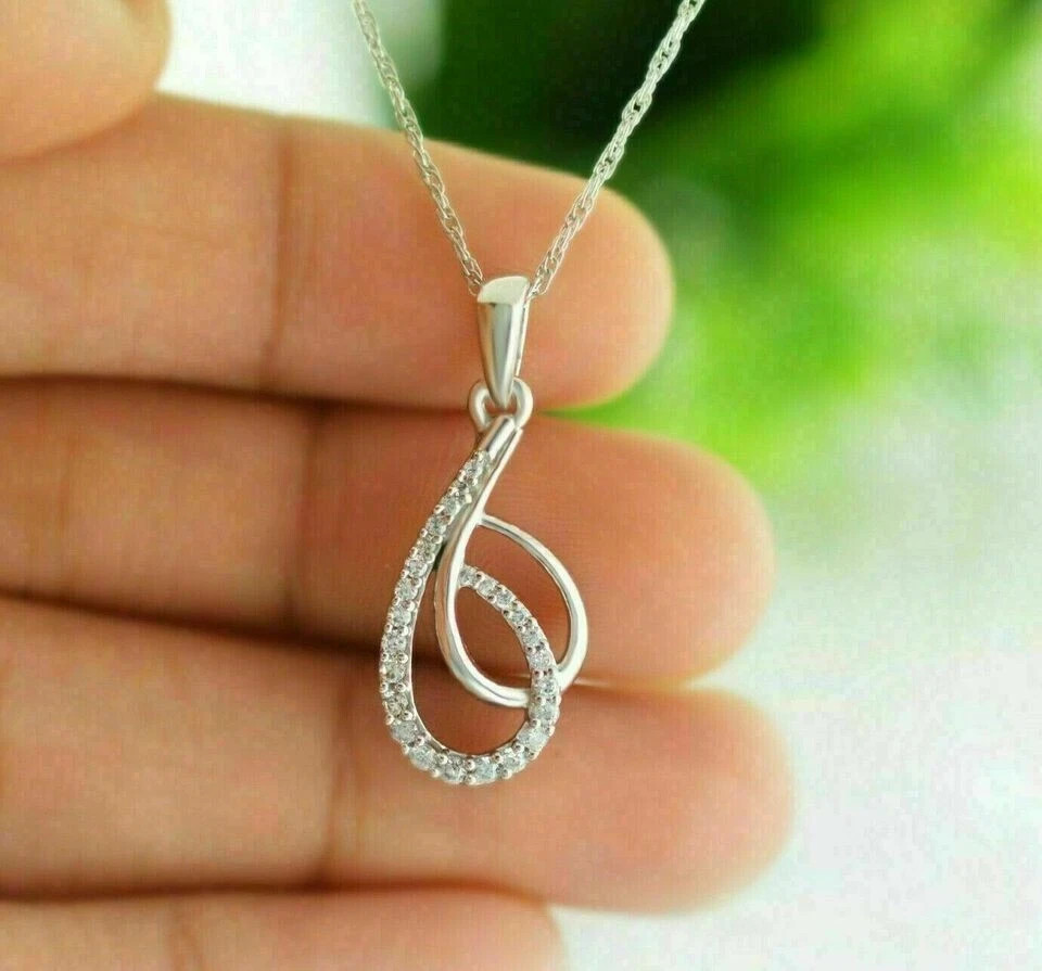 1.20Ct Round Lab Created Diamond Infinity Drop Pendant In 14K White Gold Plated