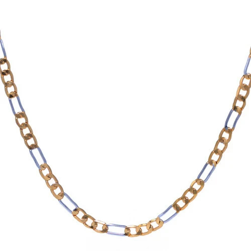 4mm Silver and Gold Plated Two Tone 20″ Figaro Chain Necklace for Men