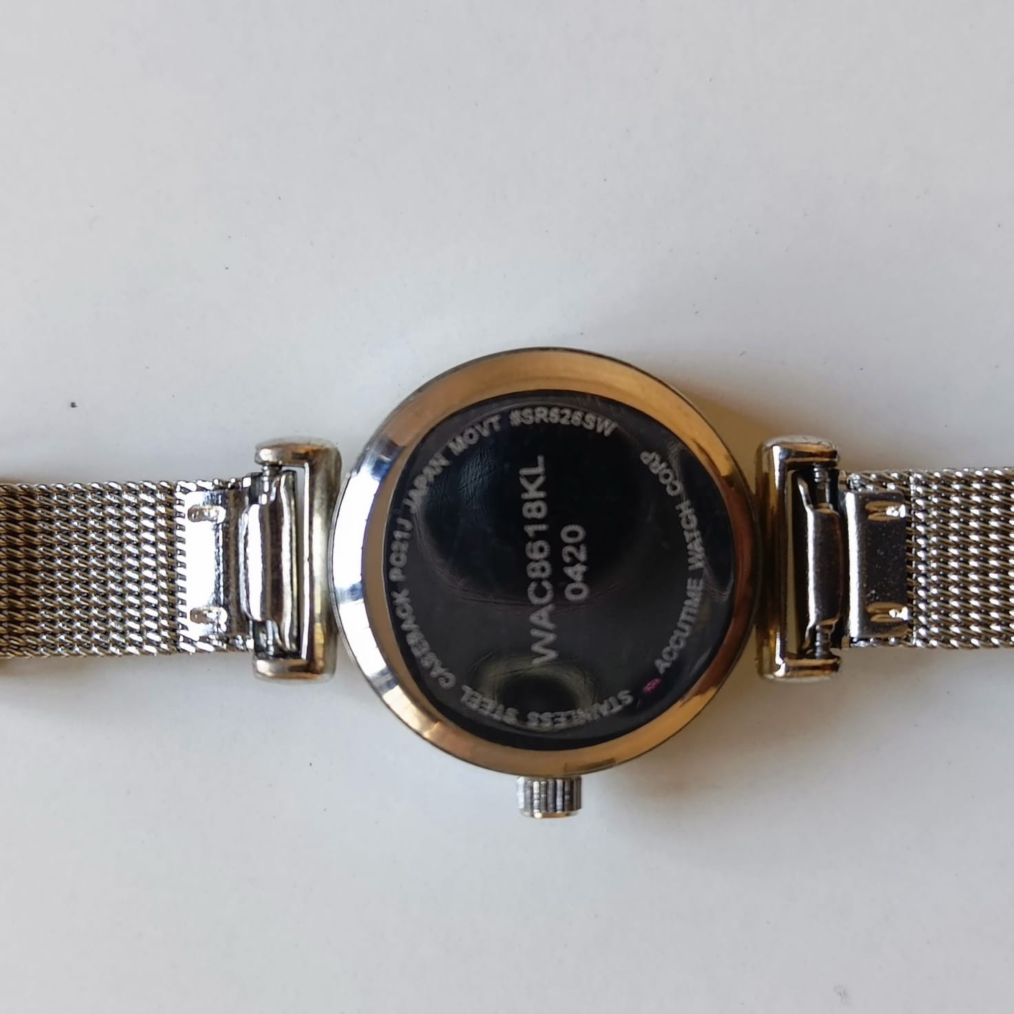 Accutime Women’s Silver Watch WAC8618KL Mother of Pearl Dial Rhinestones Mesh Ba