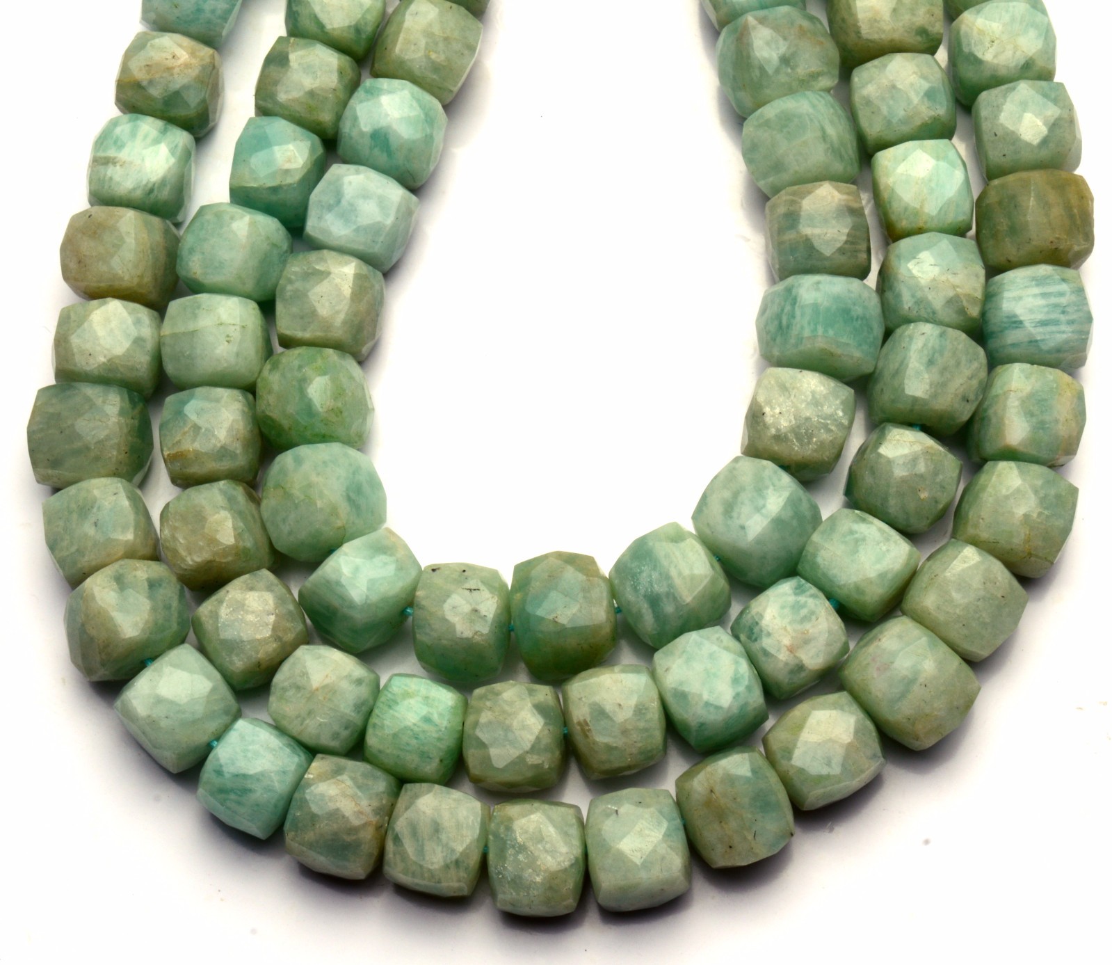 Natural Gemstone Amazonite 8MM Approx. Faceted Cube Beads Strand 8.5″