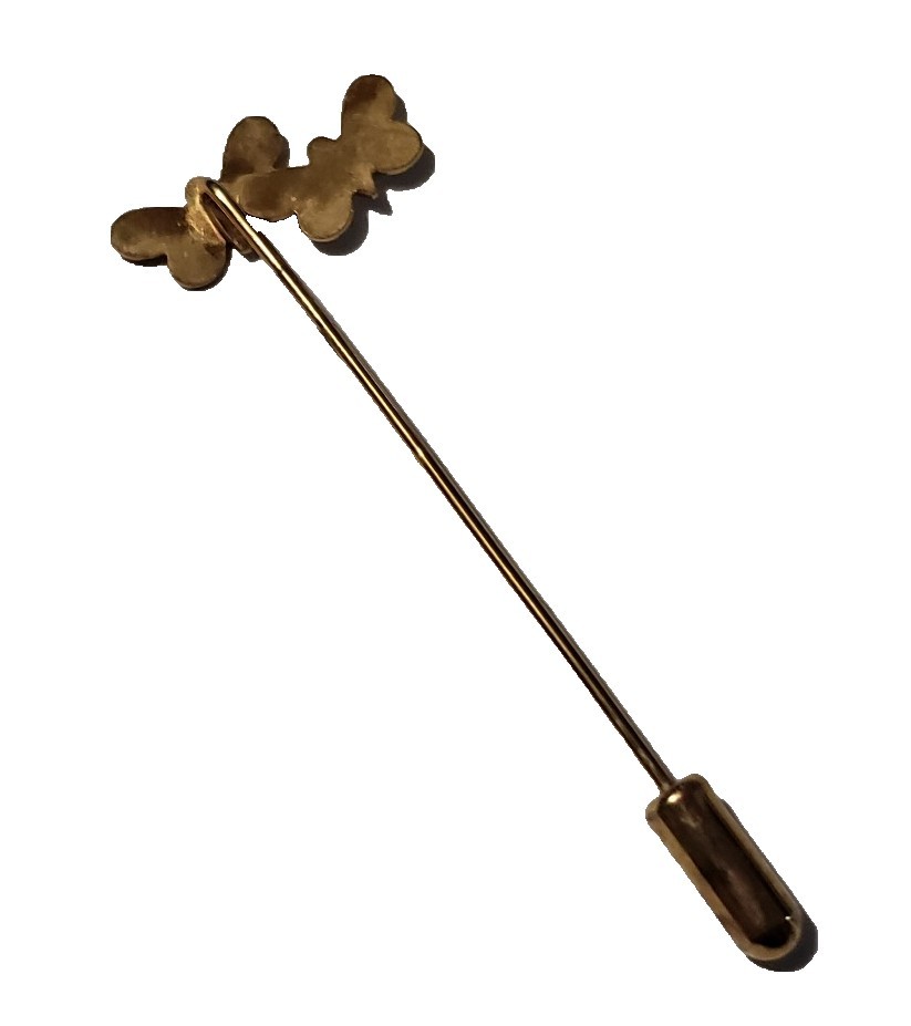 Vintage? Gold Tone Stick Pin Two Butterflies Butterfly Bees Outline Boho Cottage