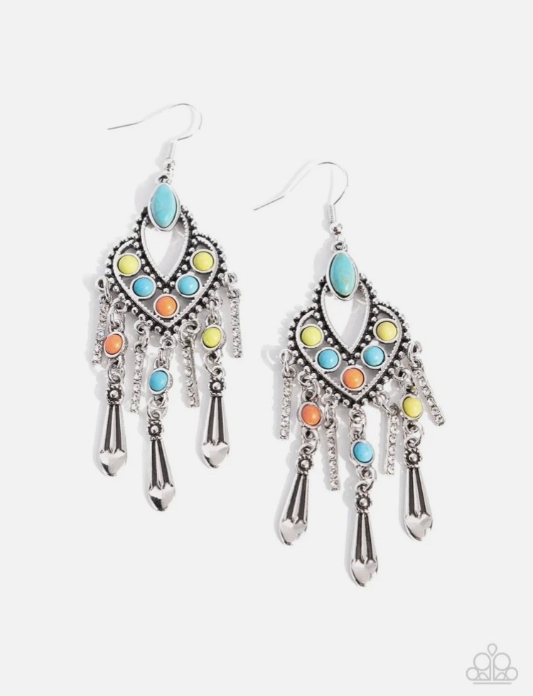 Paparazzi Naturally Vintage Multi Stone and Rhinstone Earrings