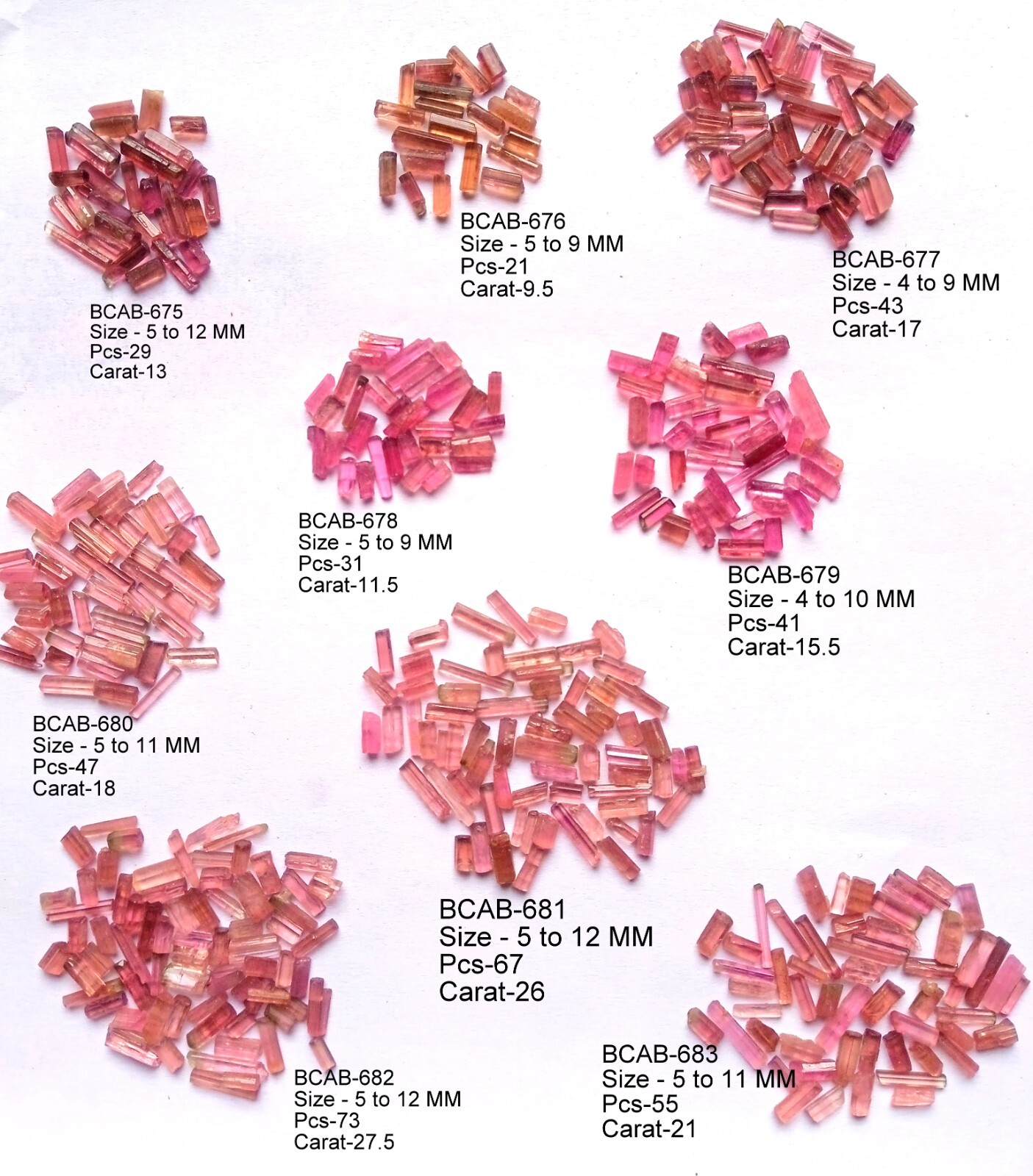 Natural Pink Tourmaline Pencil Shape Raw Rough Wholesale Gemstone Lot