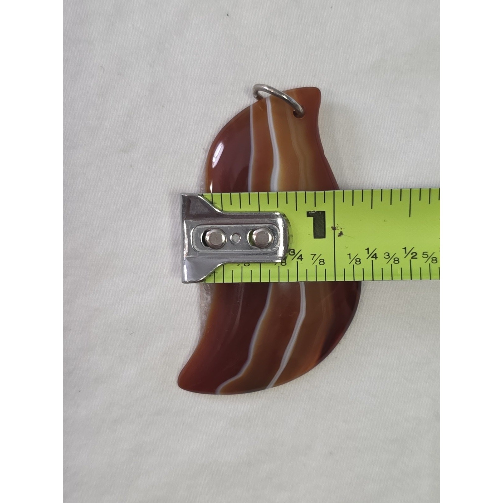 Large Abstract Carnelian Agate Quartz Pendant Orange Brown White