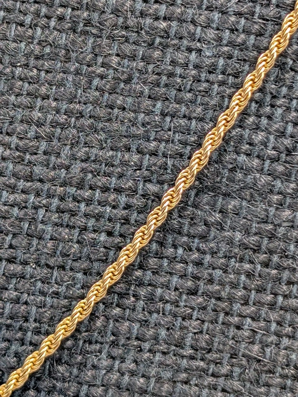 Danecraft Yellow Gold Plated Sterling Silver 1.5mm Rope Chain Necklace 18″ 3.2g
