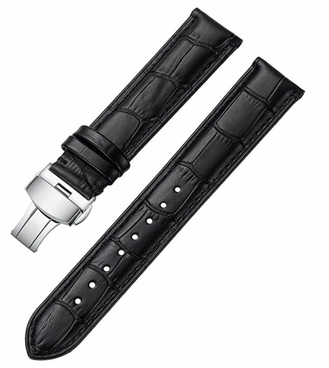 18/20/22/26MM Watch Band Strap Genuine Leather Alligator Deployment Clasp Buckle