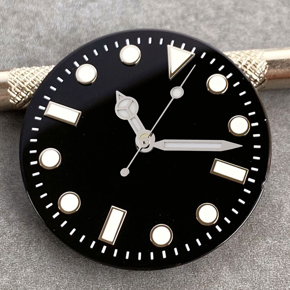 Black Watch Dial 29mm Lume Marks Without Date Window Fit NH35 NH36 NH38 PT5000