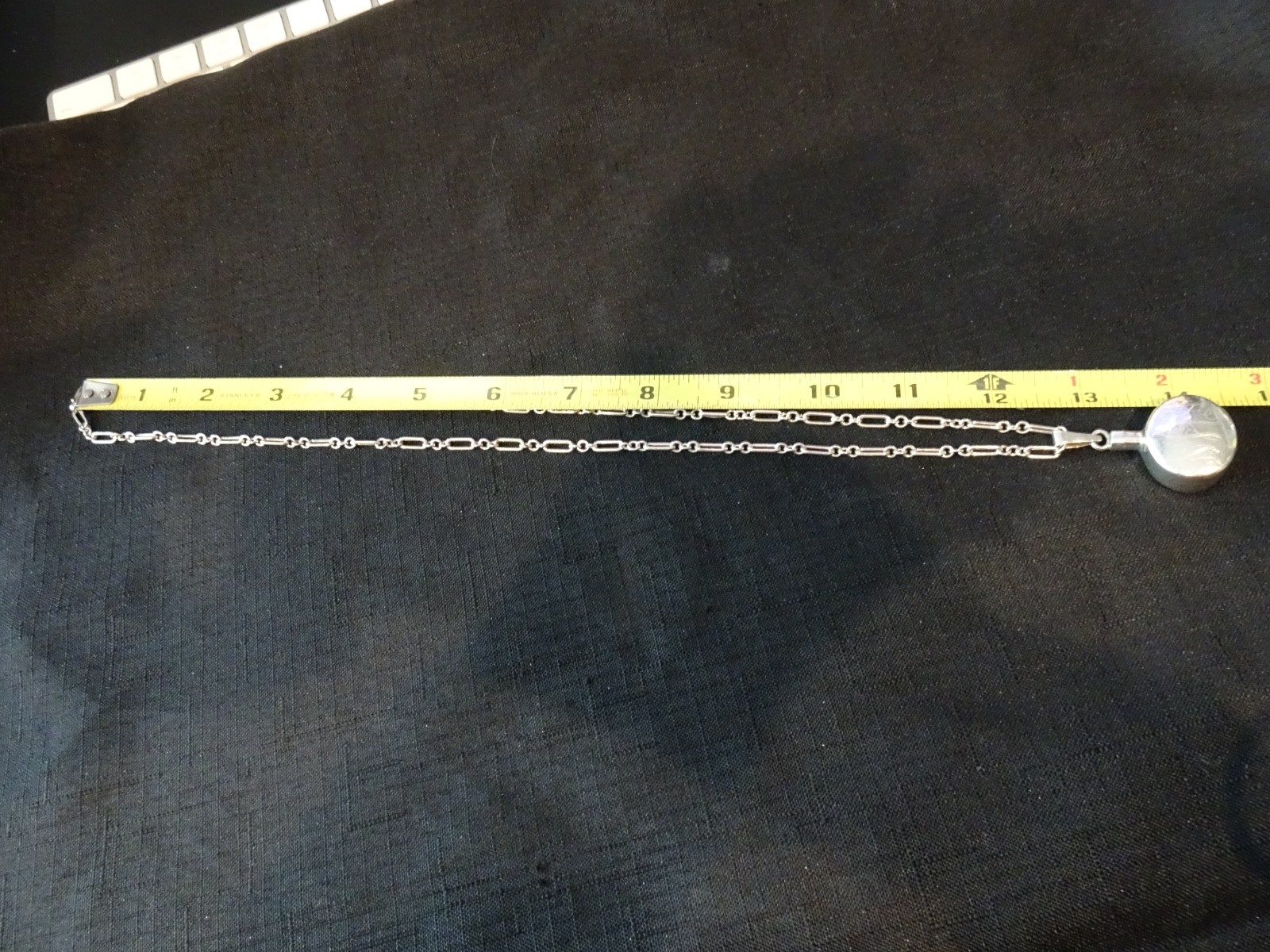#600–VINTAGE MEXICO STERLING SILVER PERFUME PENDANT WITH INITIALS AND CHAIN-925