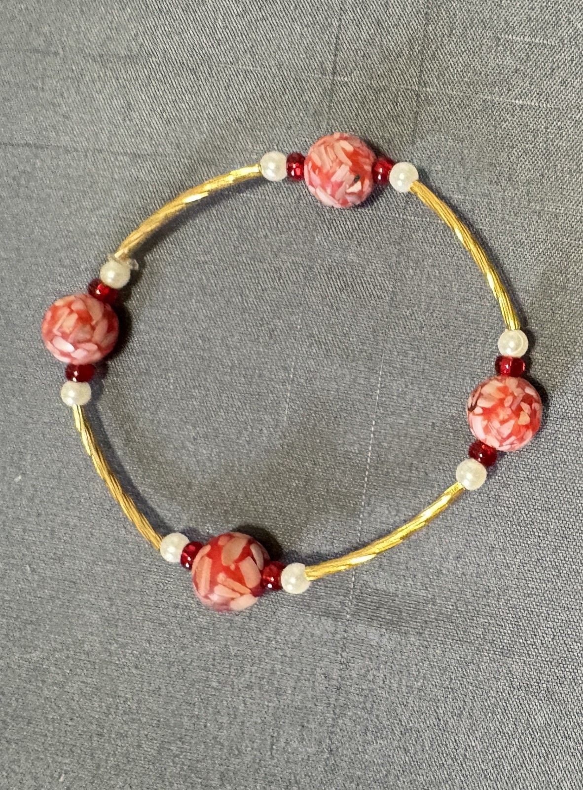 Blessing Bracelet -Red Mother of Pearls Mosaic Beads