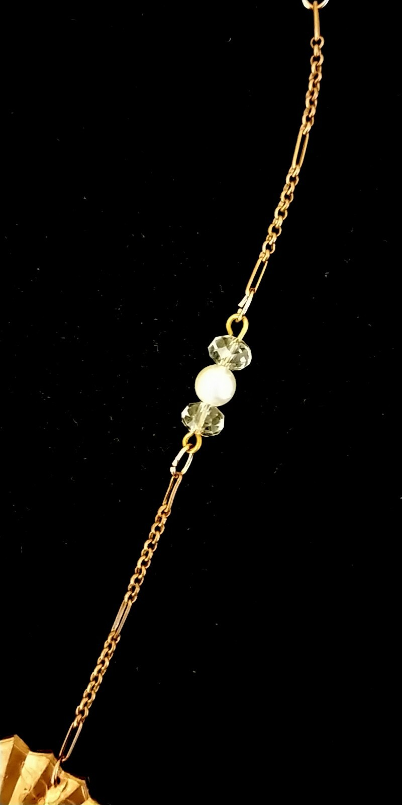 Vintage Art Deco Die Struck Fan Crystal Necklace