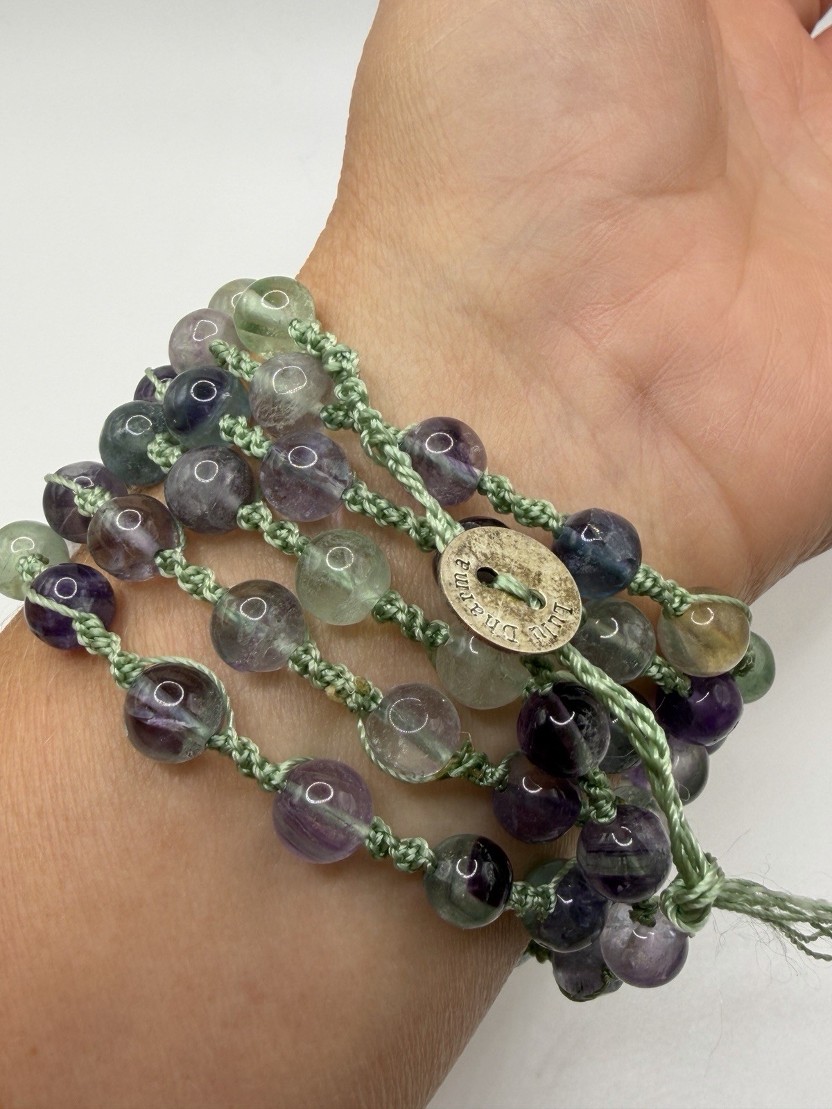 Lulu Dharma Fluorite Bead Wrap Necklace Bracelet Convertible Boho 80.36g