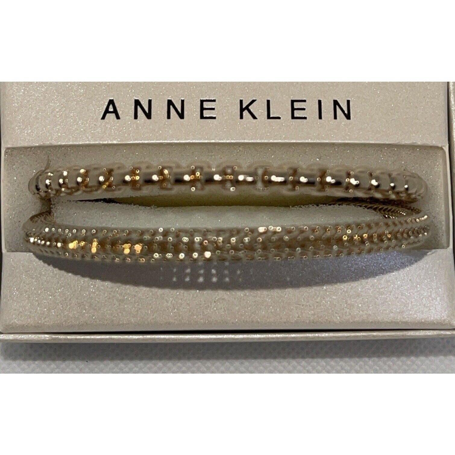 Anne Klein Gold Tone Bangle Bracelet (2 Piece Set) Trendy Stacking Style NWT